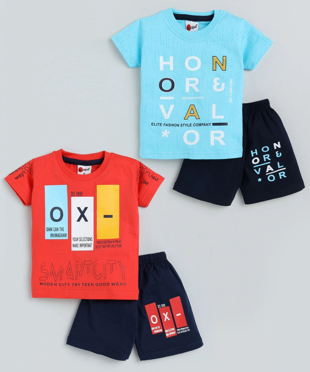 Mars Infiniti Boys Casual T-shirt Shorts (Blue_Rust)