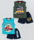 Mars Infiniti Boys Casual T-shirt Shorts (Green_Blue)