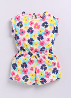 Mars Infiniti Floral Print Baby Girls Jumpsuit