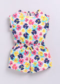 Mars Infiniti Floral Print Baby Girls Jumpsuit