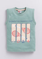 Mars Infiniti Boys & Girls Casual T-shirt Shorts (Green, Beige)