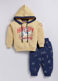 Mars Infiniti Boys & Girls Casual Sweatshirt Track Pants (Beige, Deep Blue)