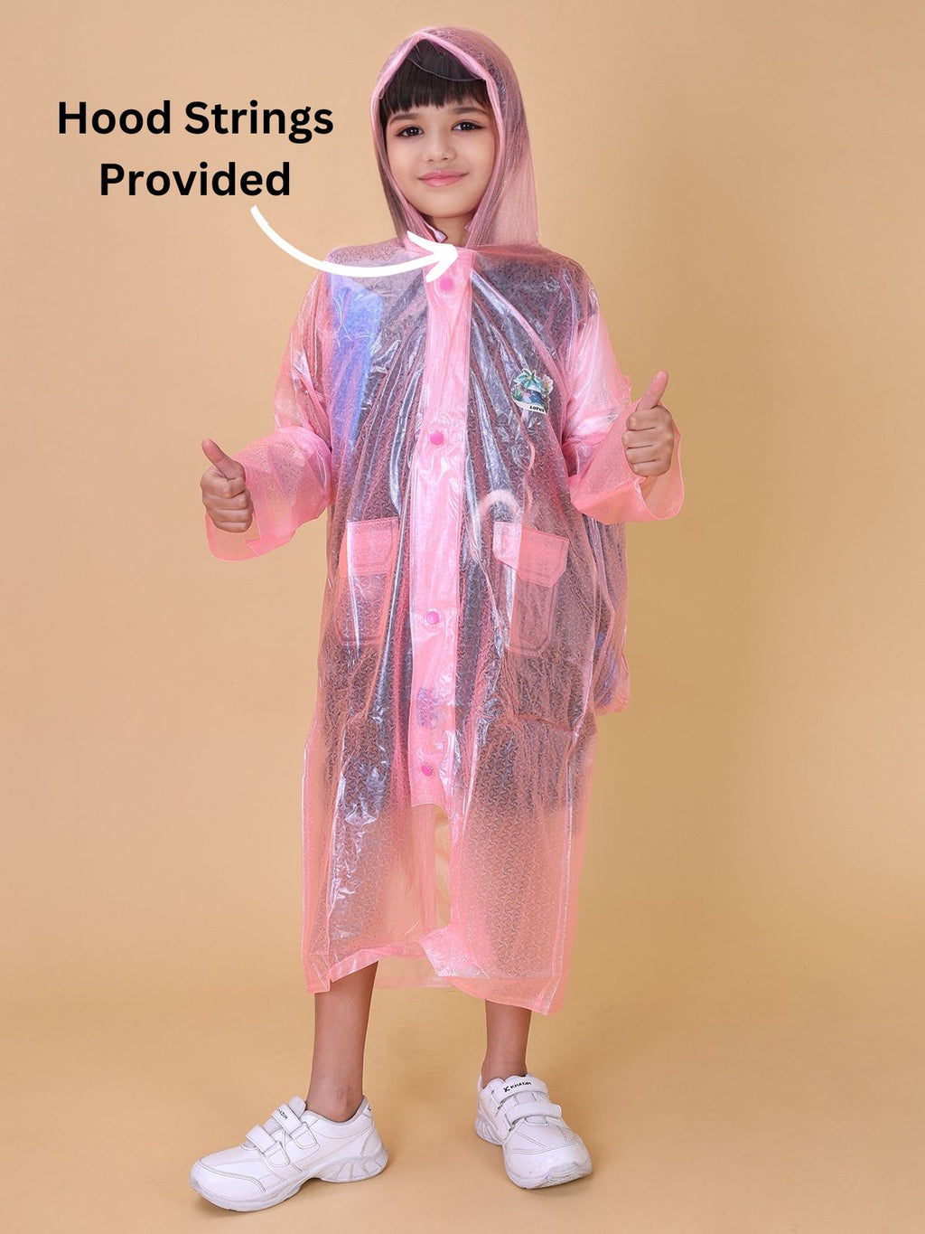 Mars Infiniti PVC Plastic Solid Color Girls Raincoat (Pink)