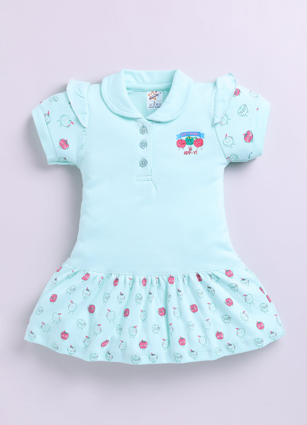 Mars Infiniti Pure Cotton Sleeveless Frock and Panty Set| Coordinated Outfit| Infant Dress|Collared Frock|Green