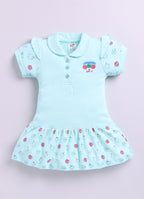 Mars Infiniti Pure Cotton Sleeveless Frock and Panty Set| Coordinated Outfit| Infant Dress|Collared Frock|Green
