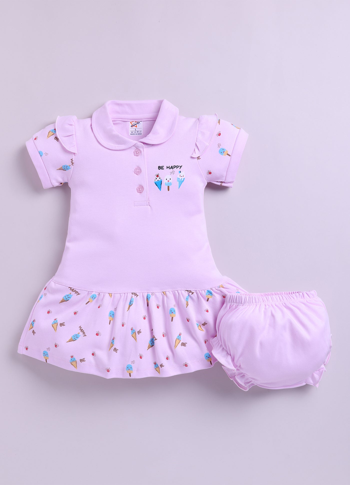 Mars Infiniti Pure Cotton Sleeveless Frock and Panty Set| Coordinated Outfit| Infant Dress|Collared Frock| Pack of 3