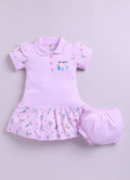 Mars Infiniti Pure Cotton Sleeveless Frock and Panty Set| Coordinated Outfit| Infant Dress|Collared Frock|Purple