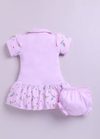 Mars Infiniti Pure Cotton Sleeveless Frock and Panty Set| Coordinated Outfit| Infant Dress|Collared Frock|Purple