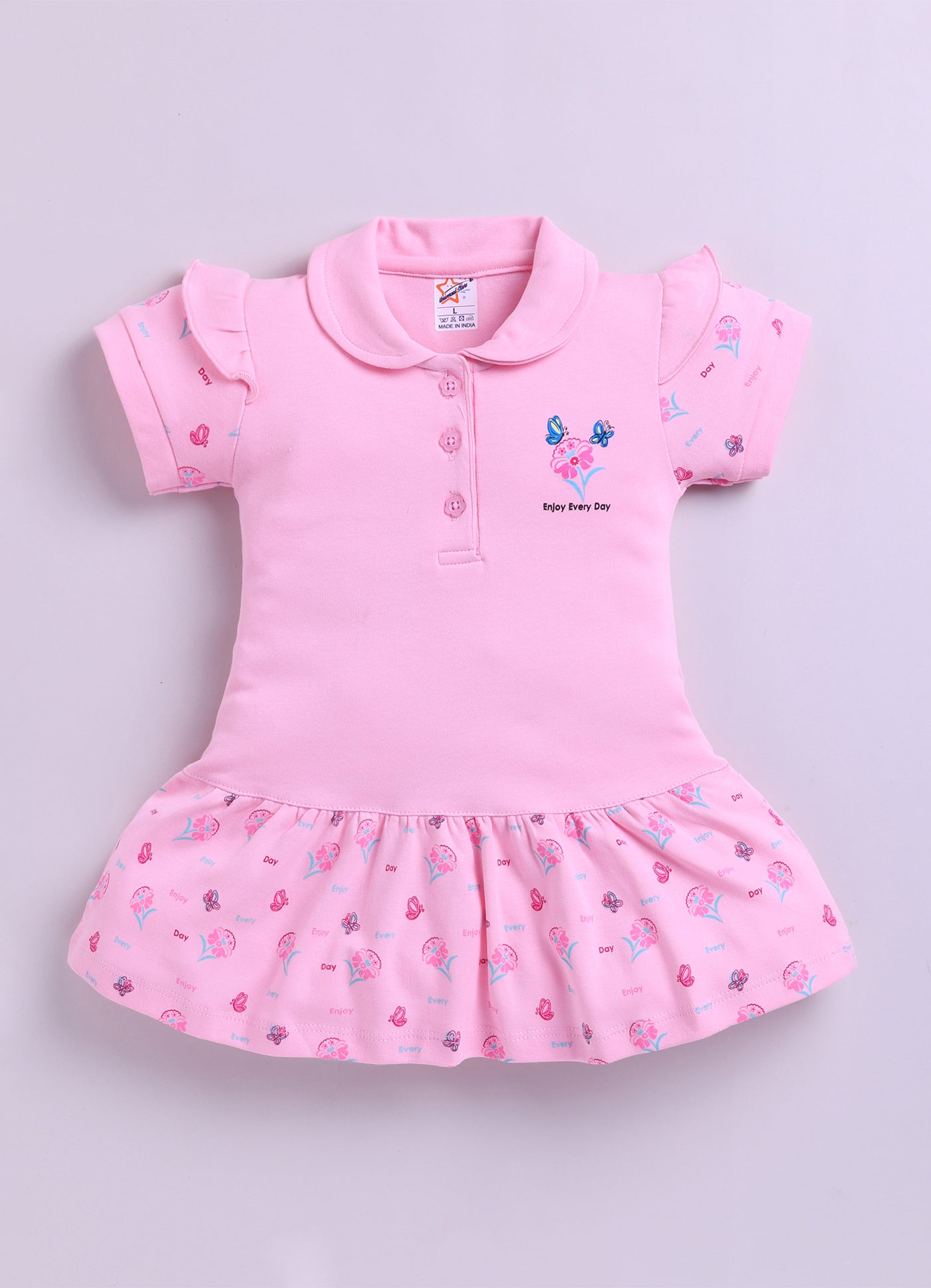 Mars Infiniti Pure Cotton Sleeveless Frock and Panty Set| Coordinated Outfit| Infant Dress|Collared Frock|Baby Pink