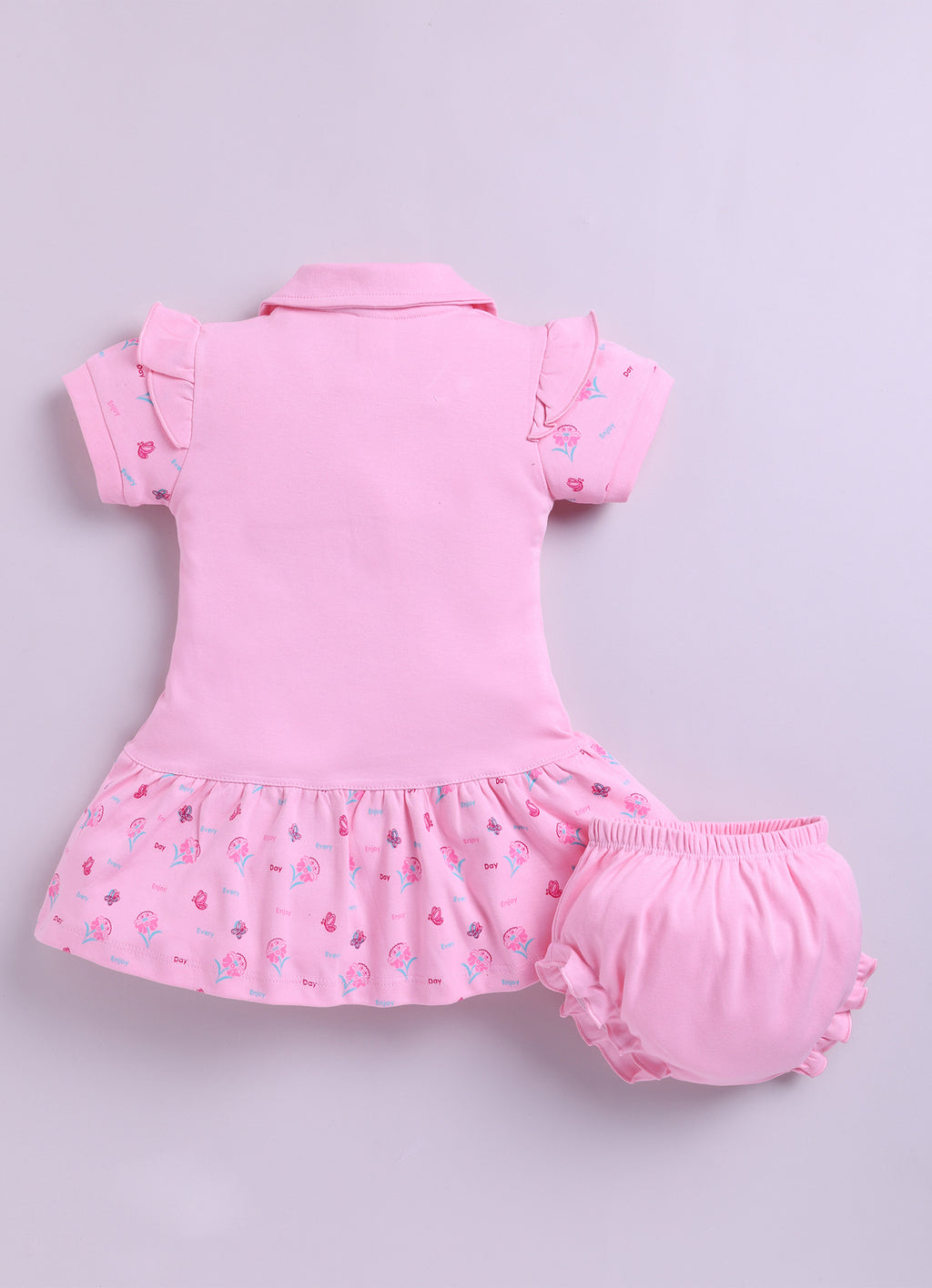Mars Infiniti Pure Cotton Sleeveless Frock and Panty Set| Coordinated Outfit| Infant Dress|Collared Frock|Baby Pink