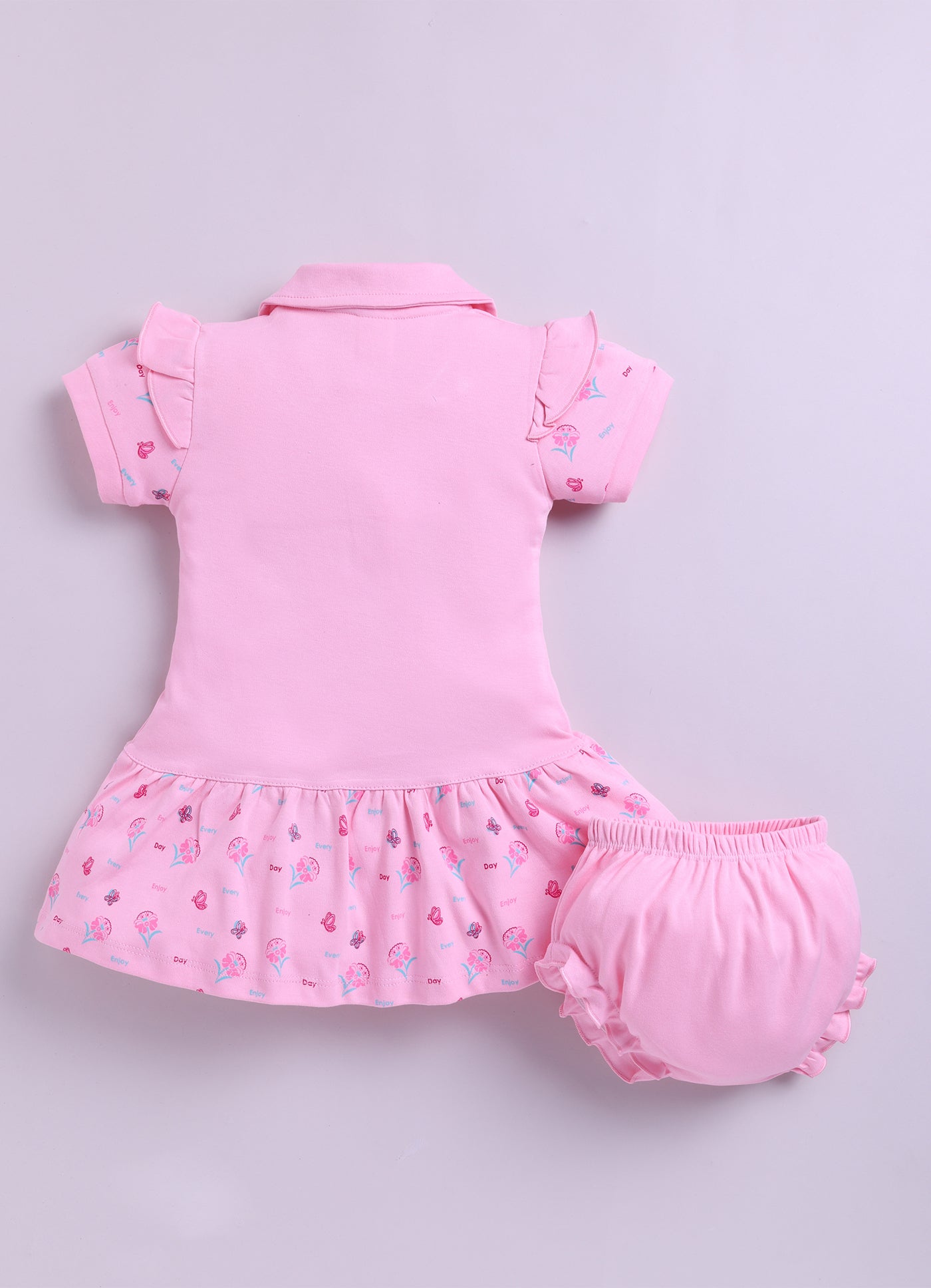 Mars Infiniti Pure Cotton Sleeveless Frock and Panty Set| Coordinated Outfit| Infant Dress|Collared Frock|Baby Pink
