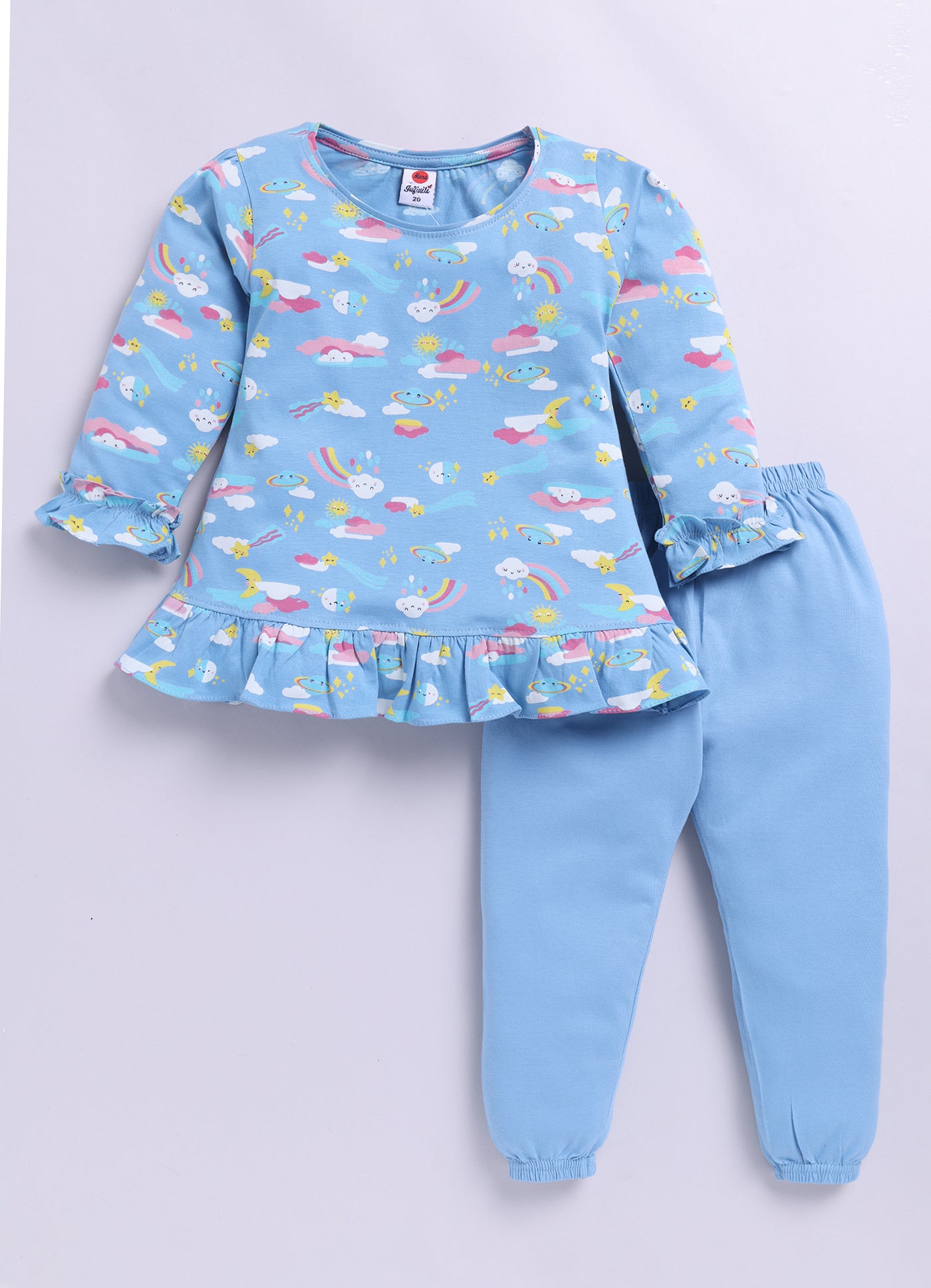 Mars Infiniti Baby Girls Casual Top Pyjama (Light Blue)