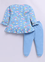 Mars Infiniti Baby Girls Casual Top Pyjama (Light Blue)