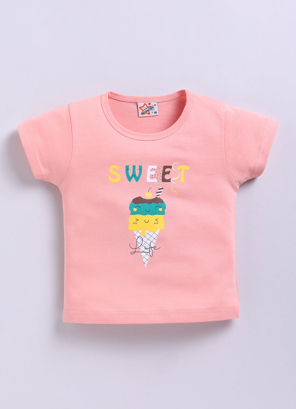 Mars Infiniti Pure Cotton Tshirts for Girls Kids | Summer Tops for Babygirls | Lightweight and Breathable| Playful Printed tees | Halfsleeve Tshirts| Colorful Playful Printed Tops