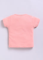 Mars Infiniti Pure Cotton Tshirts for Girls Kids | Summer Tops for Babygirls |Playful Printed tees | Halfsleeve Tshirts| Colorful Playful Printed Tops| Peach