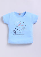 Mars Infiniti Pure Cotton Tshirts for Girls Kids | Summer Tops for Babygirls |Playful Printed tees | Halfsleeve Tshirts| Colorful Playful Printed Tops| Sky Blue