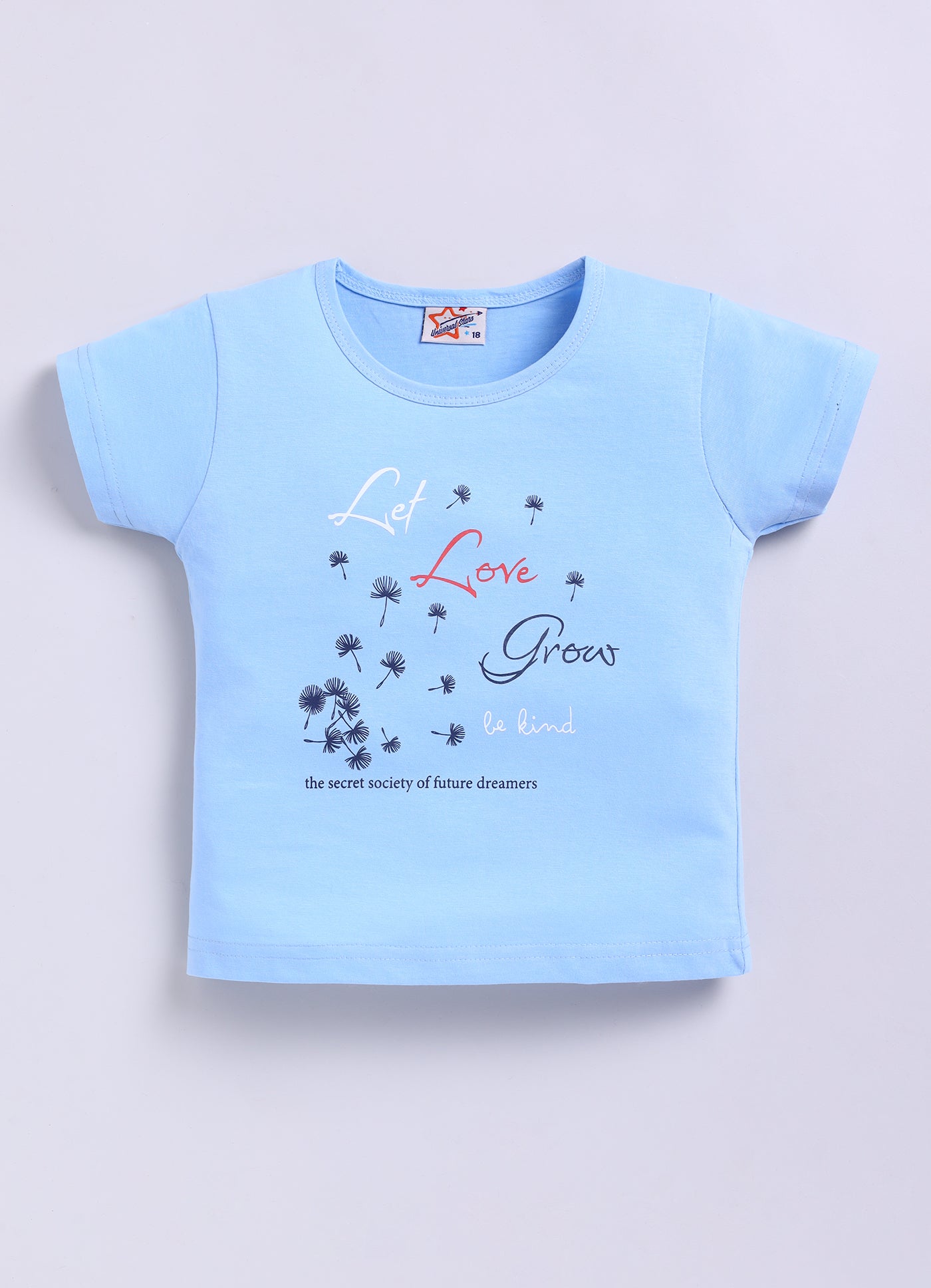 Mars Infiniti Pure Cotton Tshirts for Girls Kids | Summer Tops for Babygirls |Playful Printed tees | Halfsleeve Tshirts| Colorful Playful Printed Tops| Sky Blue