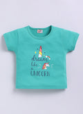 Mars Infiniti Pure Cotton Tshirts for Girls Kids | Summer Tops for Babygirls |Playful Printed tees | Halfsleeve Tshirts| Colorful Playful Printed Tops| Green