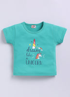 Mars Infiniti Pure Cotton Tshirts for Girls Kids | Summer Tops for Babygirls |Playful Printed tees | Halfsleeve Tshirts| Colorful Playful Printed Tops| Green