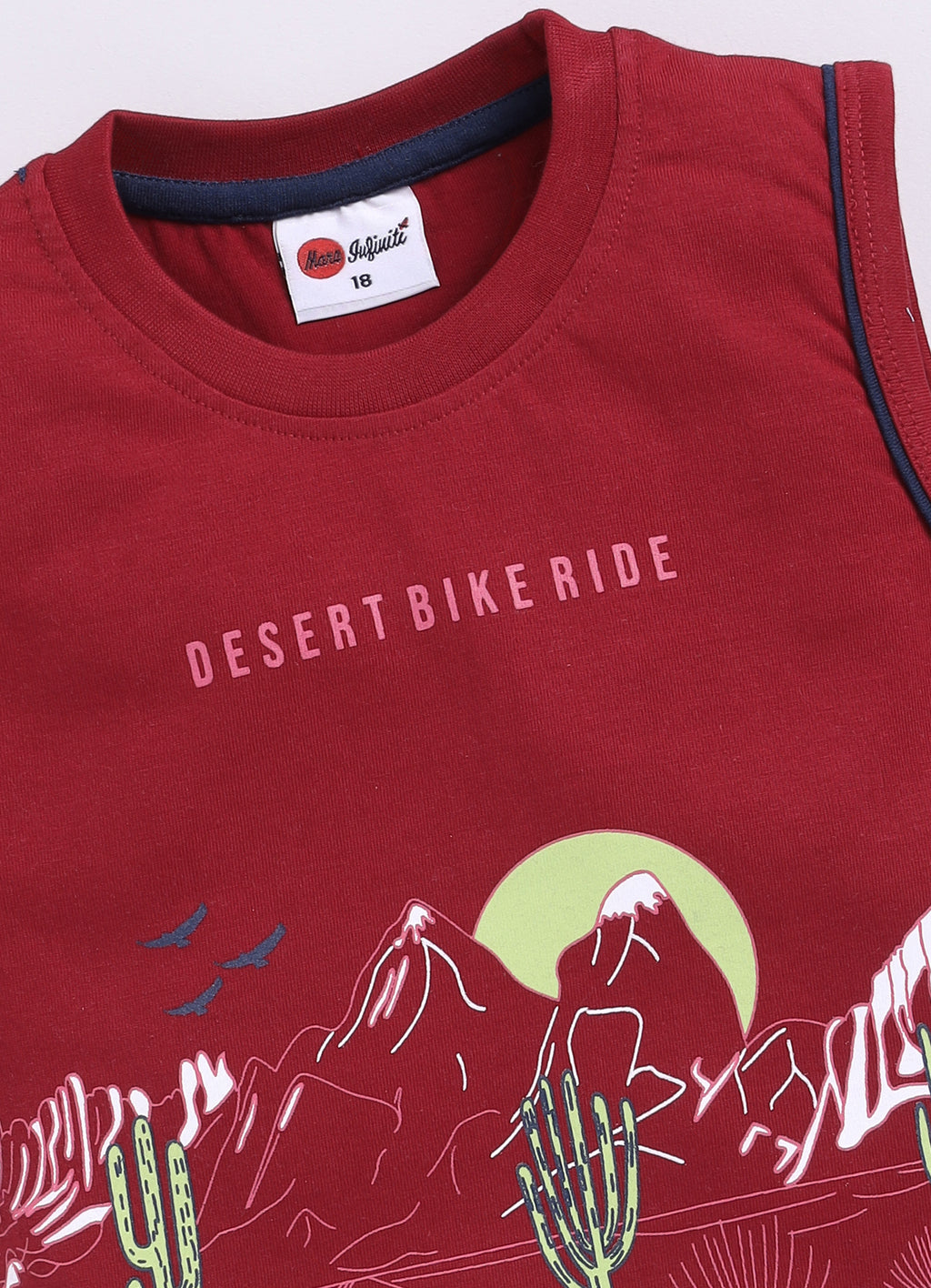Mars Infiniti Pure Cotton Half Sleeveless T Shirt - Maroon