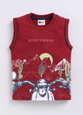Mars Infiniti Pure Cotton Half Sleeveless T Shirt - Maroon