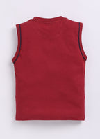 Mars Infiniti Pure Cotton Half Sleeveless T Shirt - Maroon