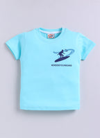 Mars Infiniti Pure Cotton Back Printed Half Sleeves T-Shirt and Half Pant Set for Boys Kids| Kids boys tshirt and half pant set| Coordinated Set for Unisex kids|Sky Blue