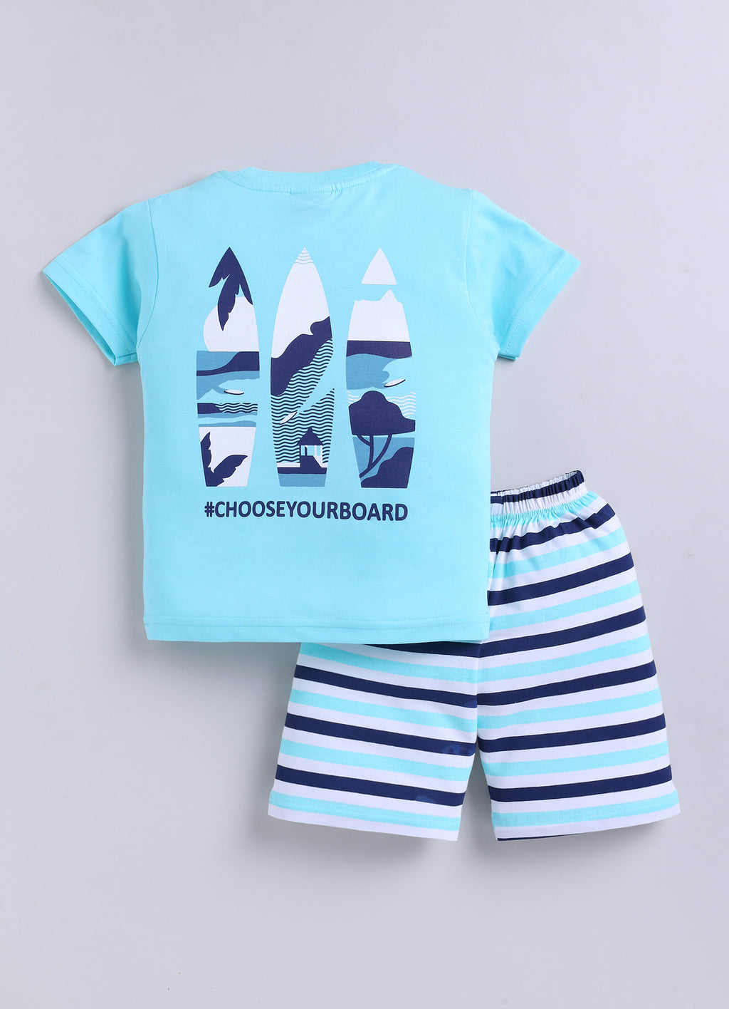 Mars Infiniti Pure Cotton Back Printed Half Sleeves T-Shirt and Half Pant Set for Boys Kids| Kids boys tshirt and half pant set| Coordinated Set for Unisex kids|Sky Blue