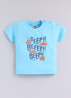 Mars Infiniti Baby Boys Pure Cotton Half Sleeve shoulder buttoned T-shirt & Shorts Set