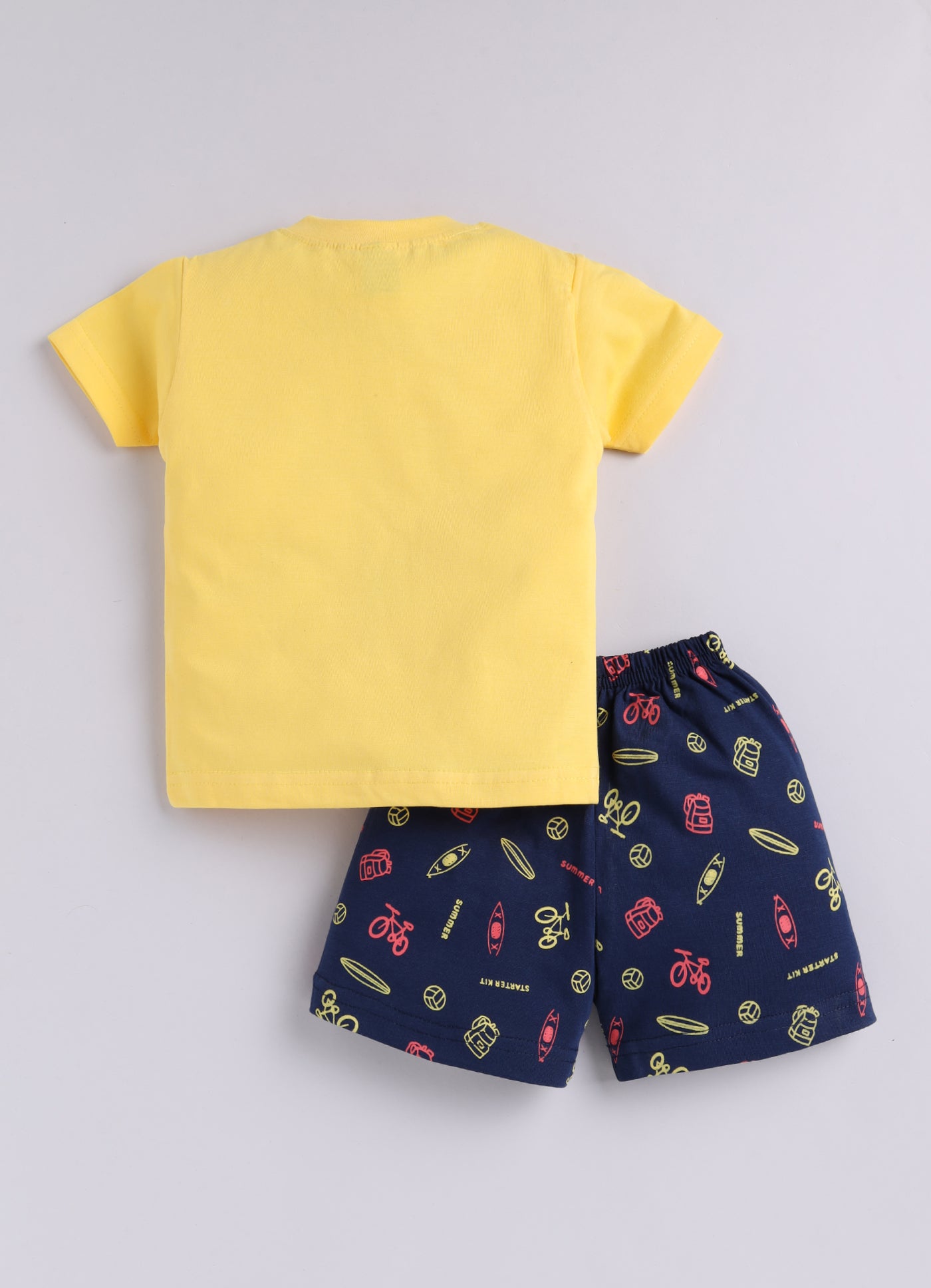 Mars Infiniti Baby Boys Pure Cotton Half Sleeve shoulder buttoned T-shirt & Shorts Set