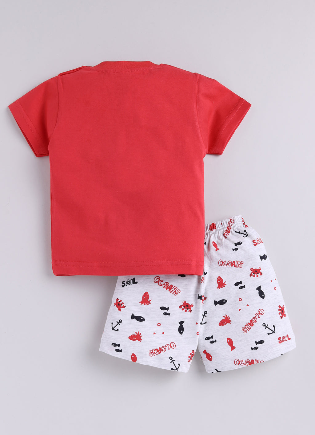 Mars Infiniti Baby Boys Pure Cotton Half Sleeve shoulder buttoned T-shirt & Shorts Set