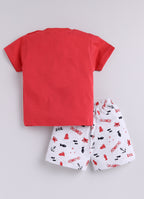 Mars Infiniti Baby Boys Pure Cotton Half Sleeve shoulder buttoned T-shirt & Shorts Set
