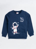 Mars Infiniti Roundneck Full Sleeve Printed Baby Boys & Baby Girls Sweatshirt (Navy Blue)