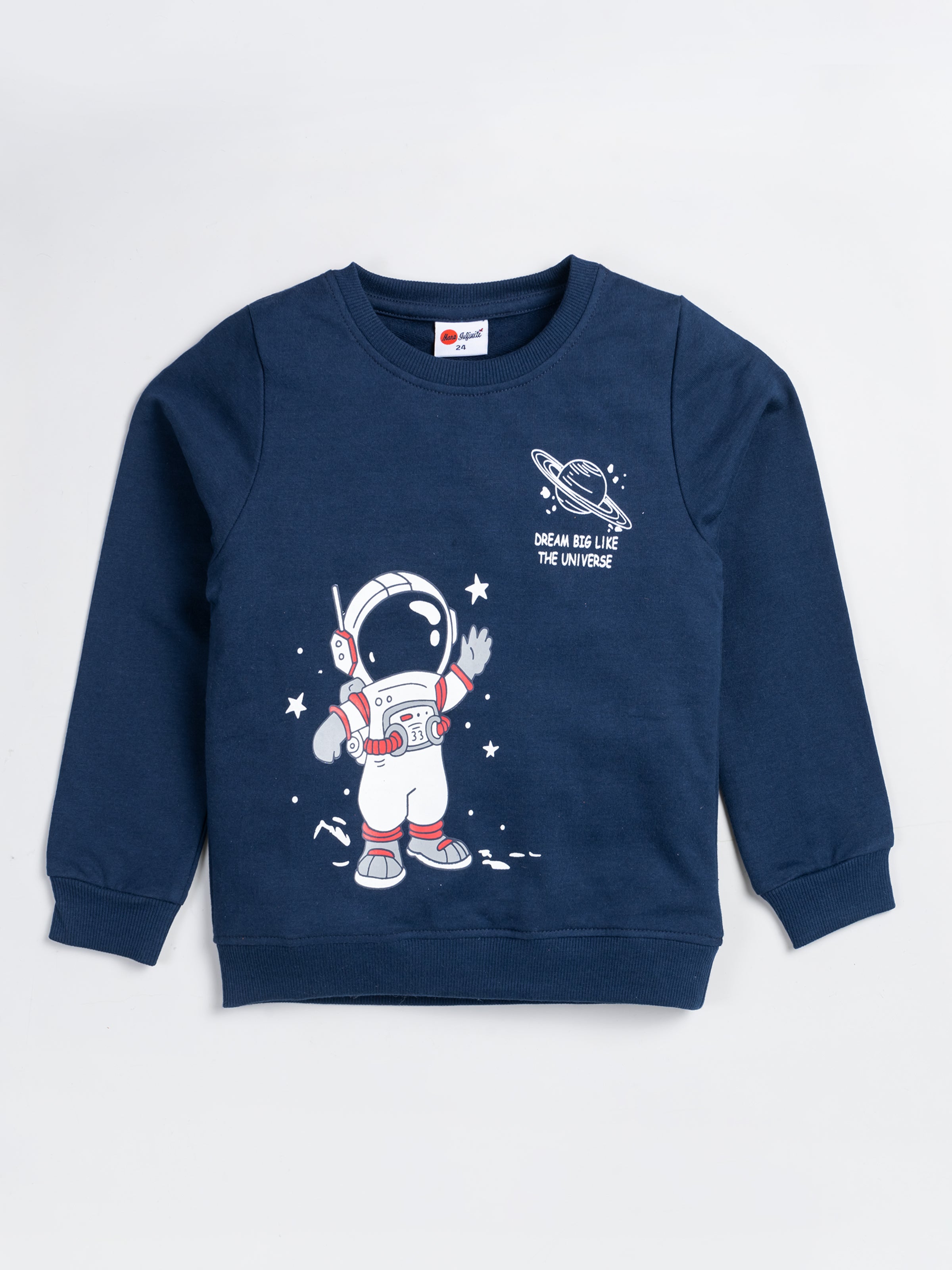 Mars Infiniti Roundneck Full Sleeve Printed Baby Boys & Baby Girls Sweatshirt (Navy Blue)