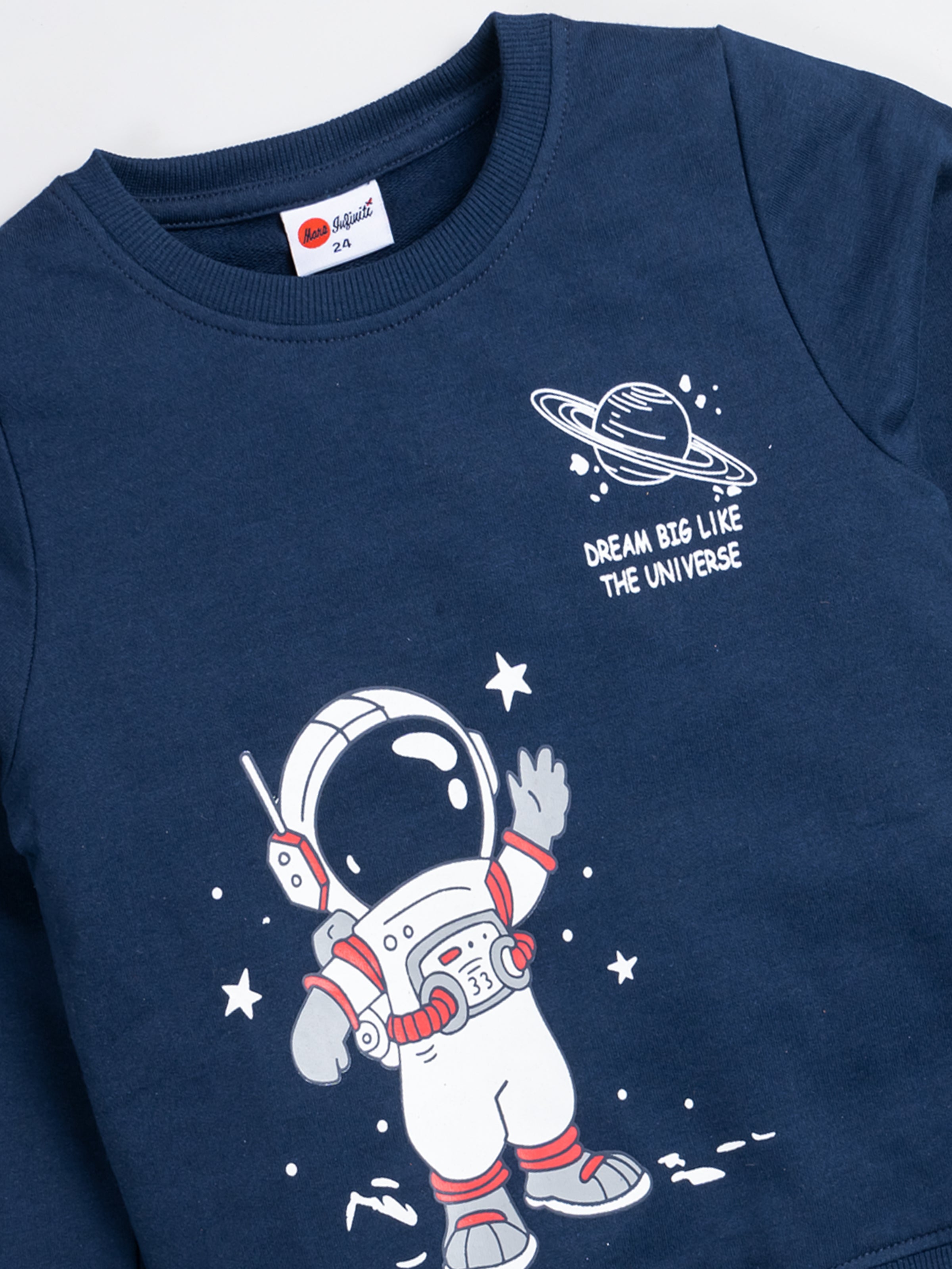 Mars Infiniti Roundneck Full Sleeve Printed Baby Boys & Baby Girls Sweatshirt (Navy Blue)