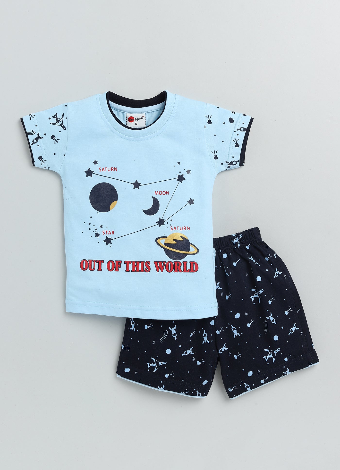 Mars Infiniti Boys Pure Cotton Half Sleeve T-shirt & Shorts Set