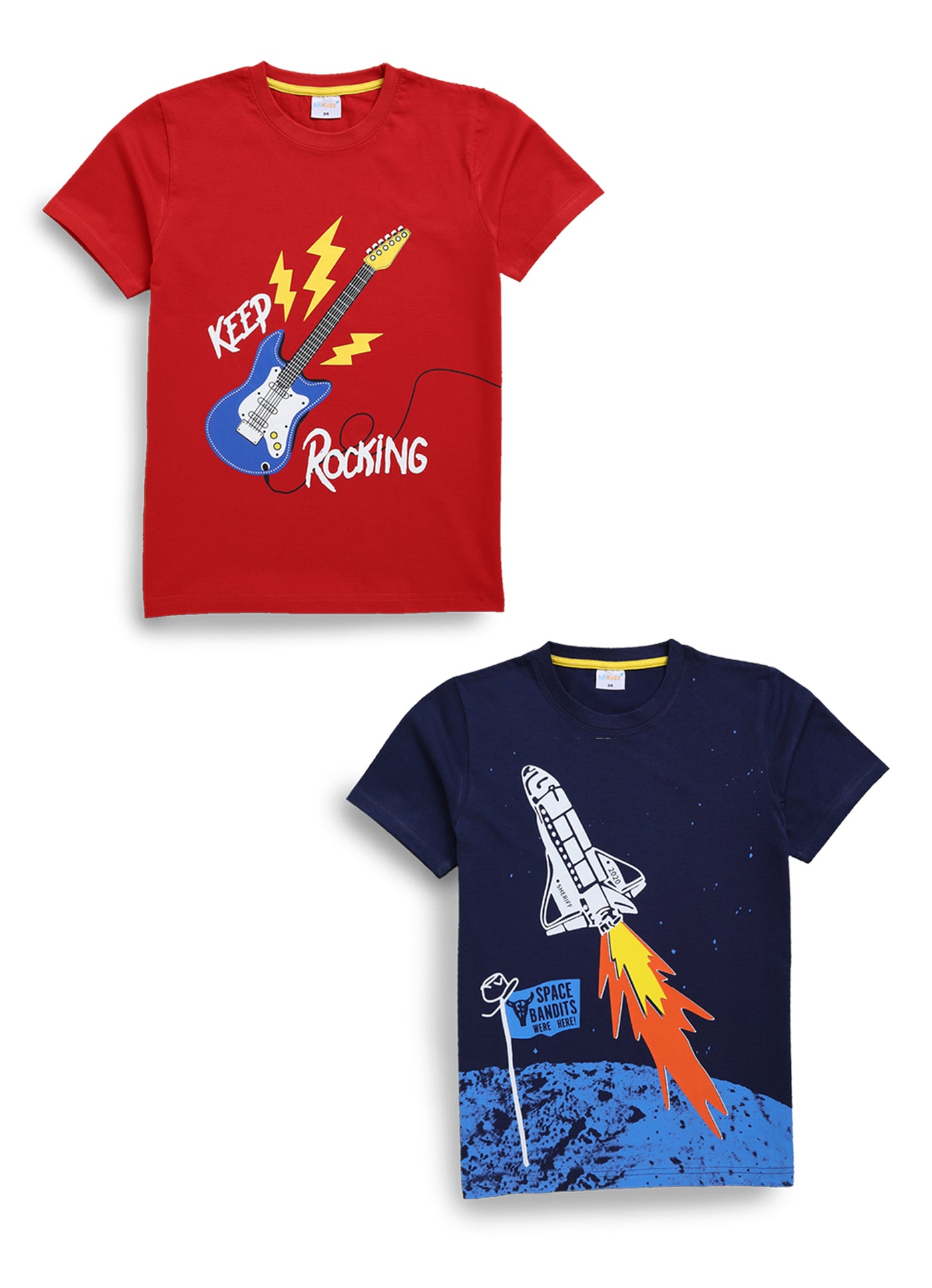 Mars Infiniti Boys Printed Pure Cotton Regular T Shirt - Pack of 2