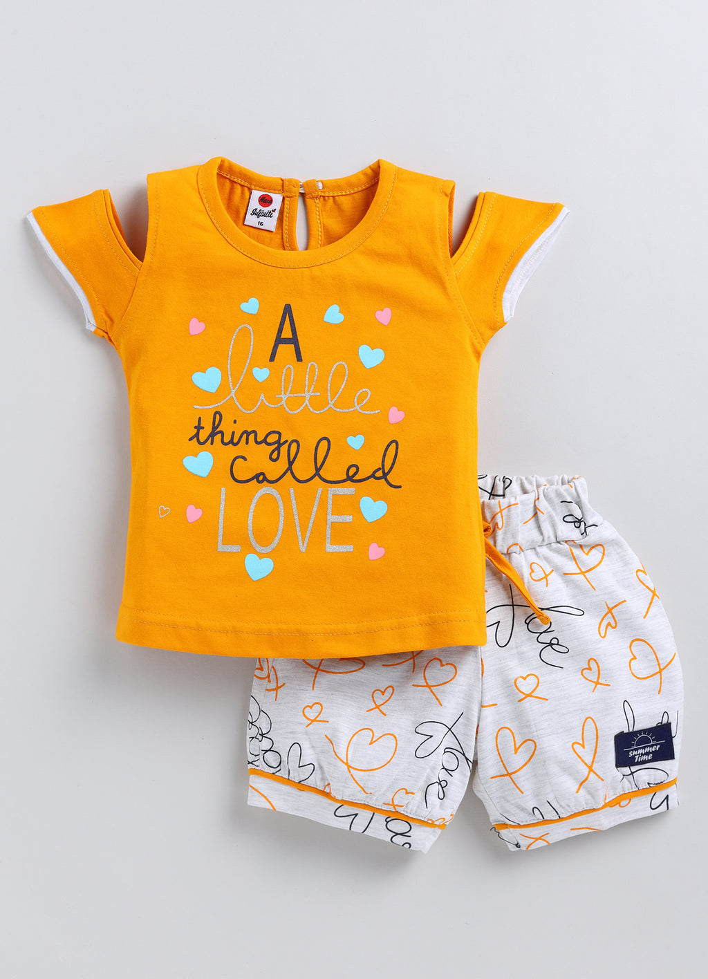 Mars Infiniti Baby Girls Casual Top Shorts (Mustard, Melange)