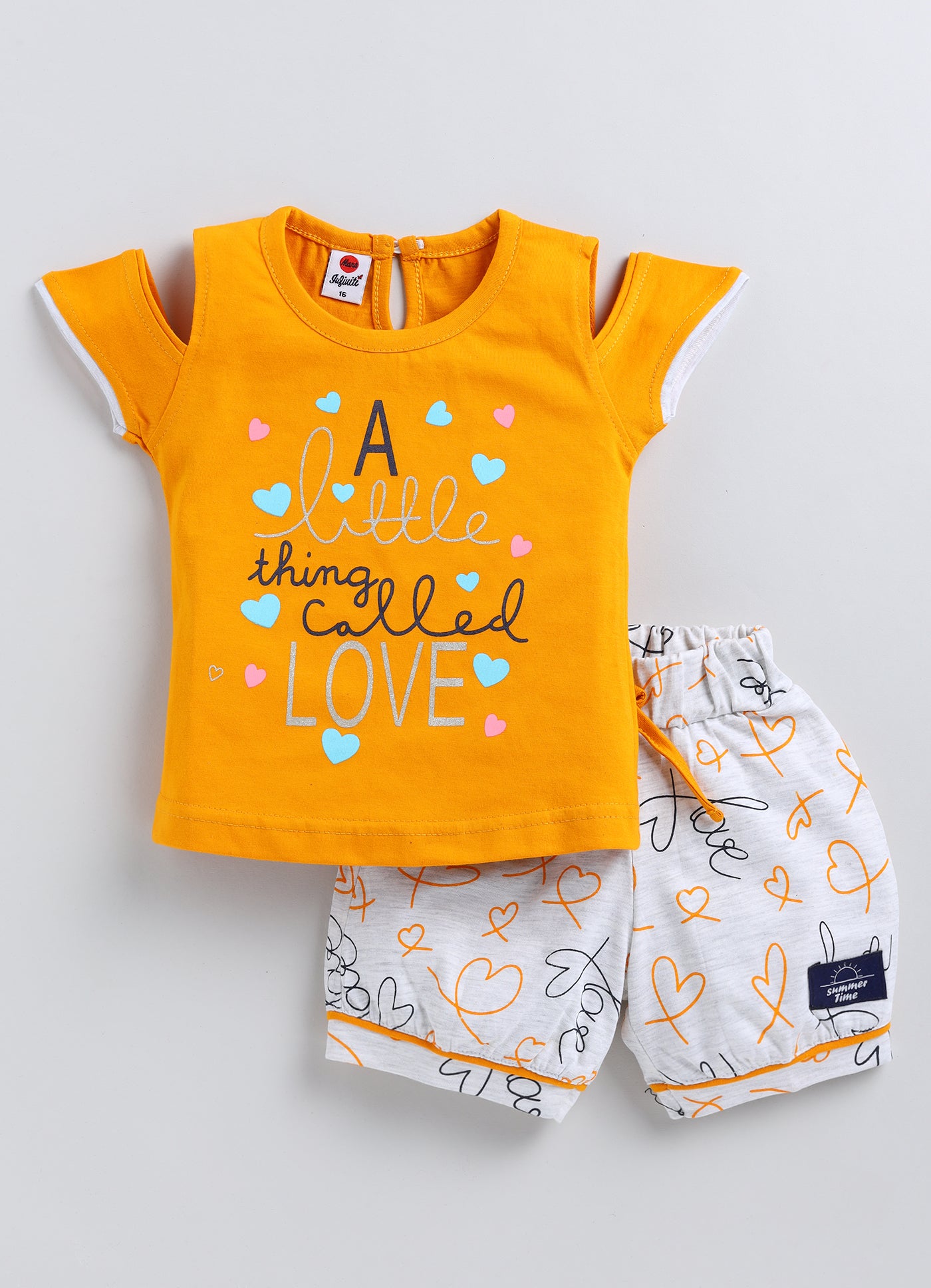 Mars Infiniti Baby Girls Casual Top Shorts (Mustard, Melange)