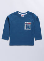 Mars Infiniti Boys Printed Pure Cotton Regular T Shirt (Dark Blue, Pack of 1)