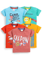 Mars Infiniti Boys & Girls Graphic Print Pure Cotton Regular T Shirt - Pack of 5