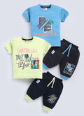 Mars Infiniti Boys & Girls Casual T-shirt Three Fourth Pant (Blue, Light Yellow)