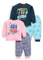 Mars Infiniti Boys Casual T-shirt Track Pants (deep blue, Light Pink)