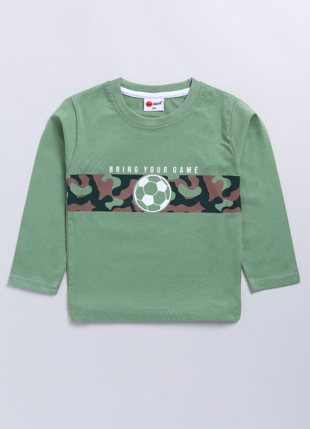 Mars Infiniti Boys Printed Pure Cotton Regular T Shirt (Light Green, Pack of 1)
