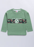 Mars Infiniti Boys Printed Pure Cotton Regular T Shirt (Light Green, Pack of 1)