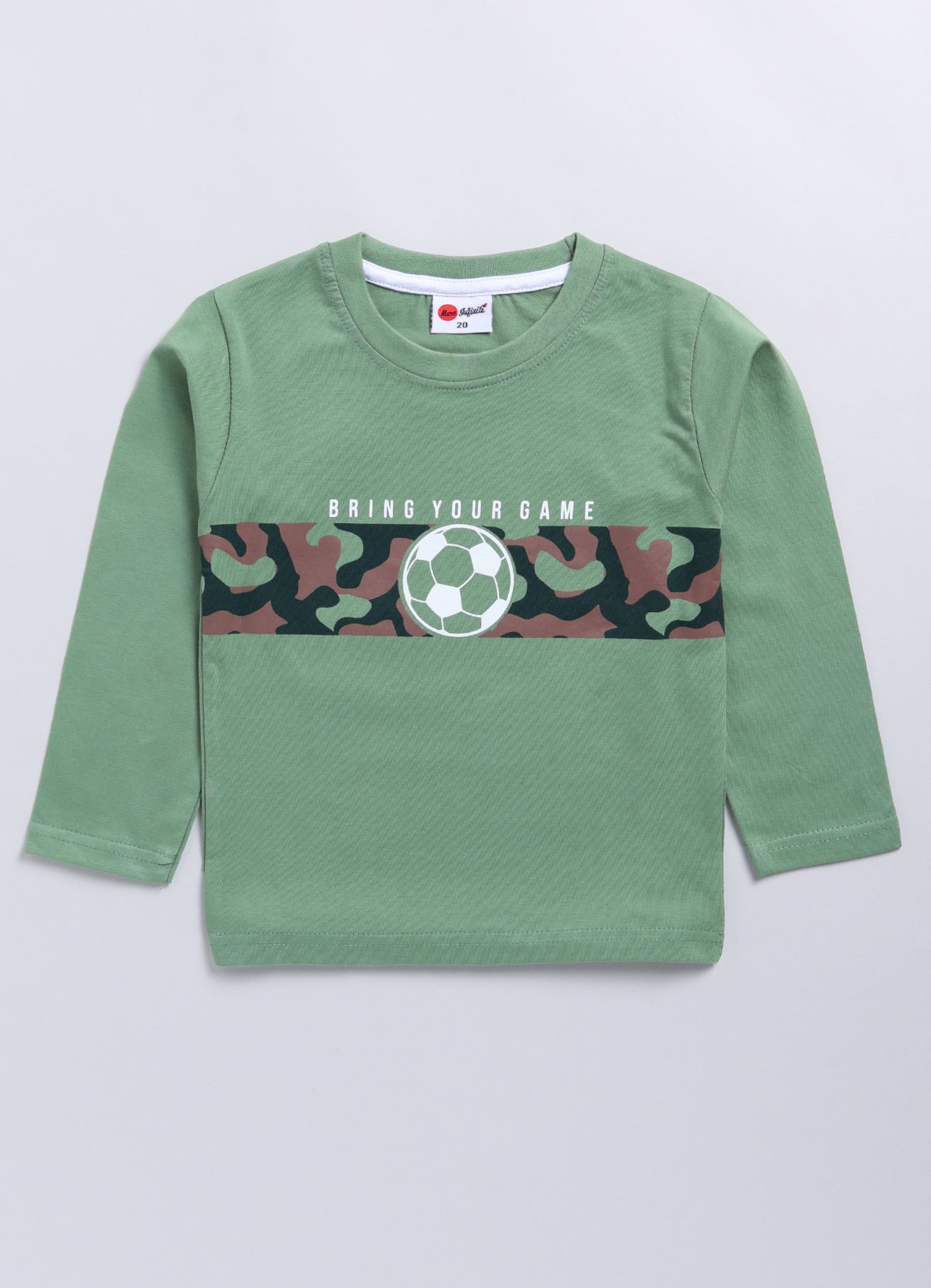 Mars Infiniti Boys Printed Pure Cotton Regular T Shirt (Light Green, Pack of 1)