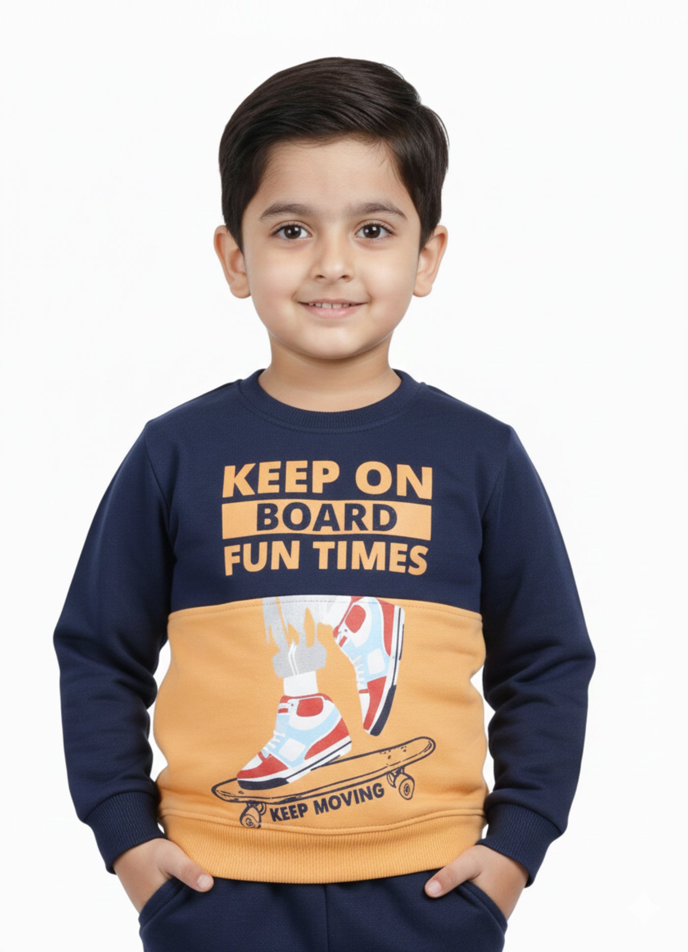 Mars Infiniti Full Sleeve Printed Boys & Girls Winter Sweatshirt (Deep Blue)