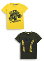 Mars Infiniti Boys Printed Pure Cotton Regular T Shirt - Pack of 2