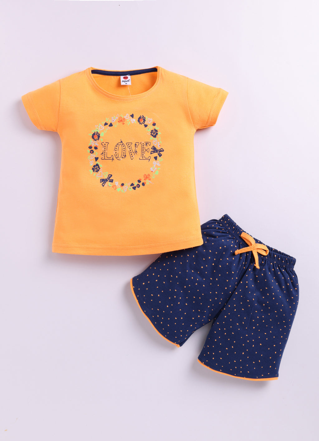 Mars Infiniti Baby Girls Casual Top Shorts (orange, deep blue)