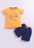 Mars Infiniti Baby Girls Casual Top Shorts (orange, deep blue)